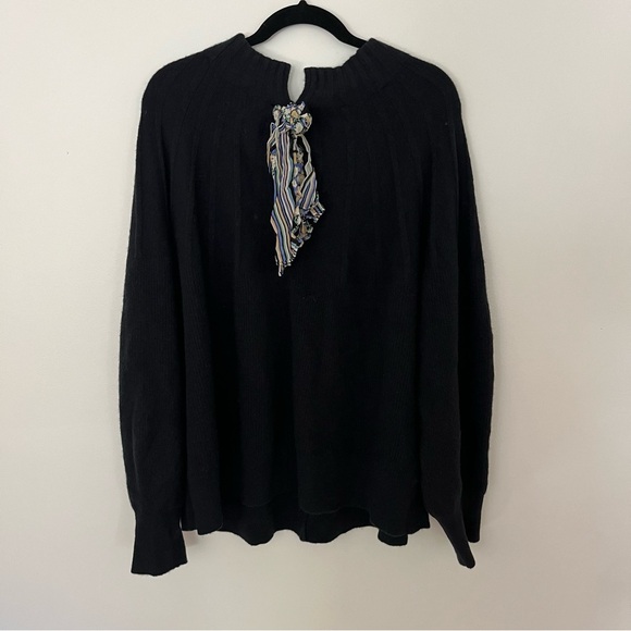 Anthropologie Liora Tie Back Sweater 3X Wool Plus Slouchy Pullover - Picture 8 of 12
